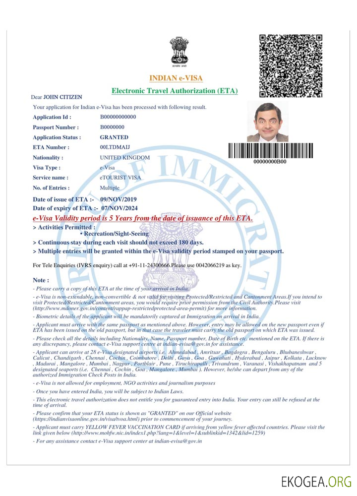 Visa électronique INDE template Visa électronique INDE template